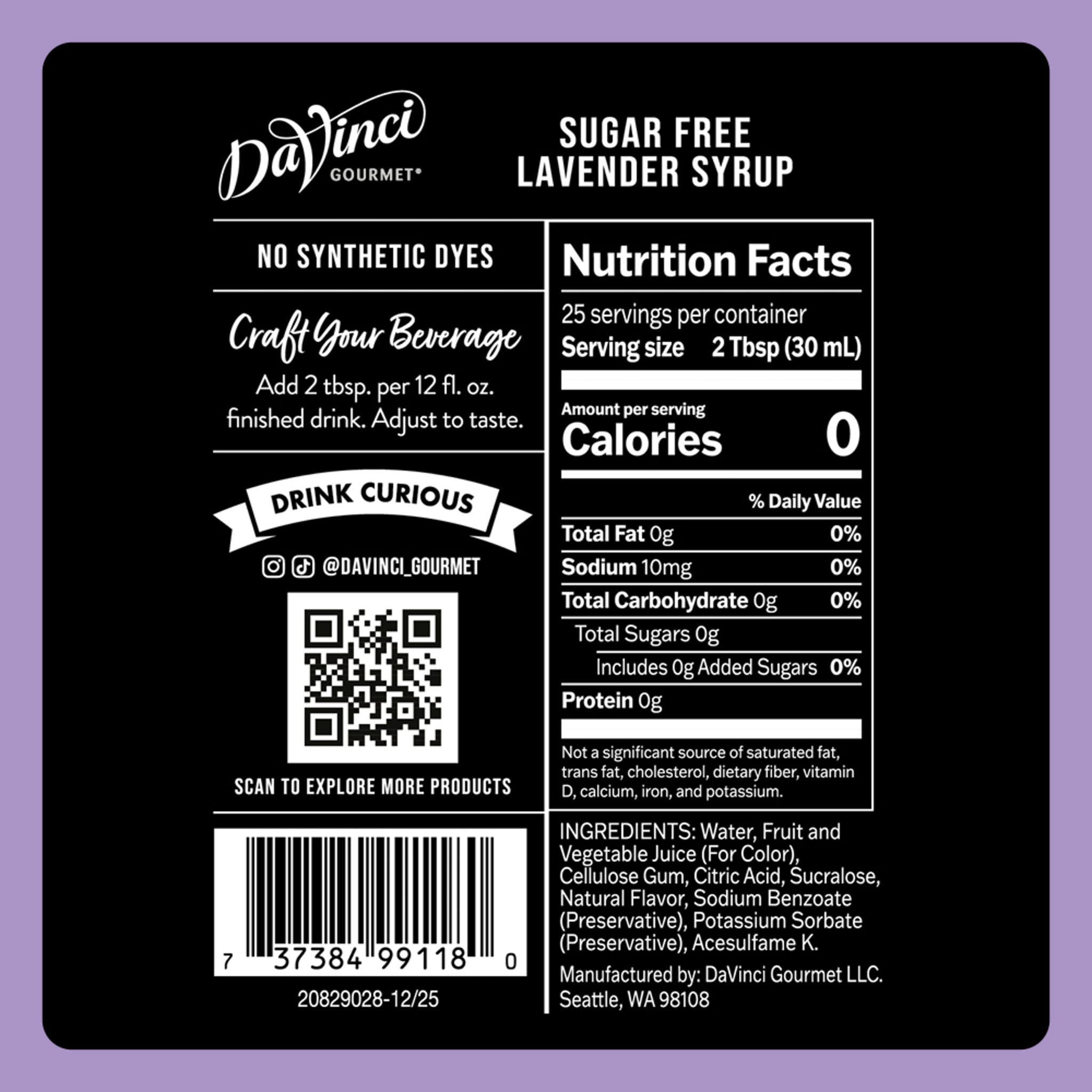 DaVinci Gourmet Sugar-Free Lavender Syrup