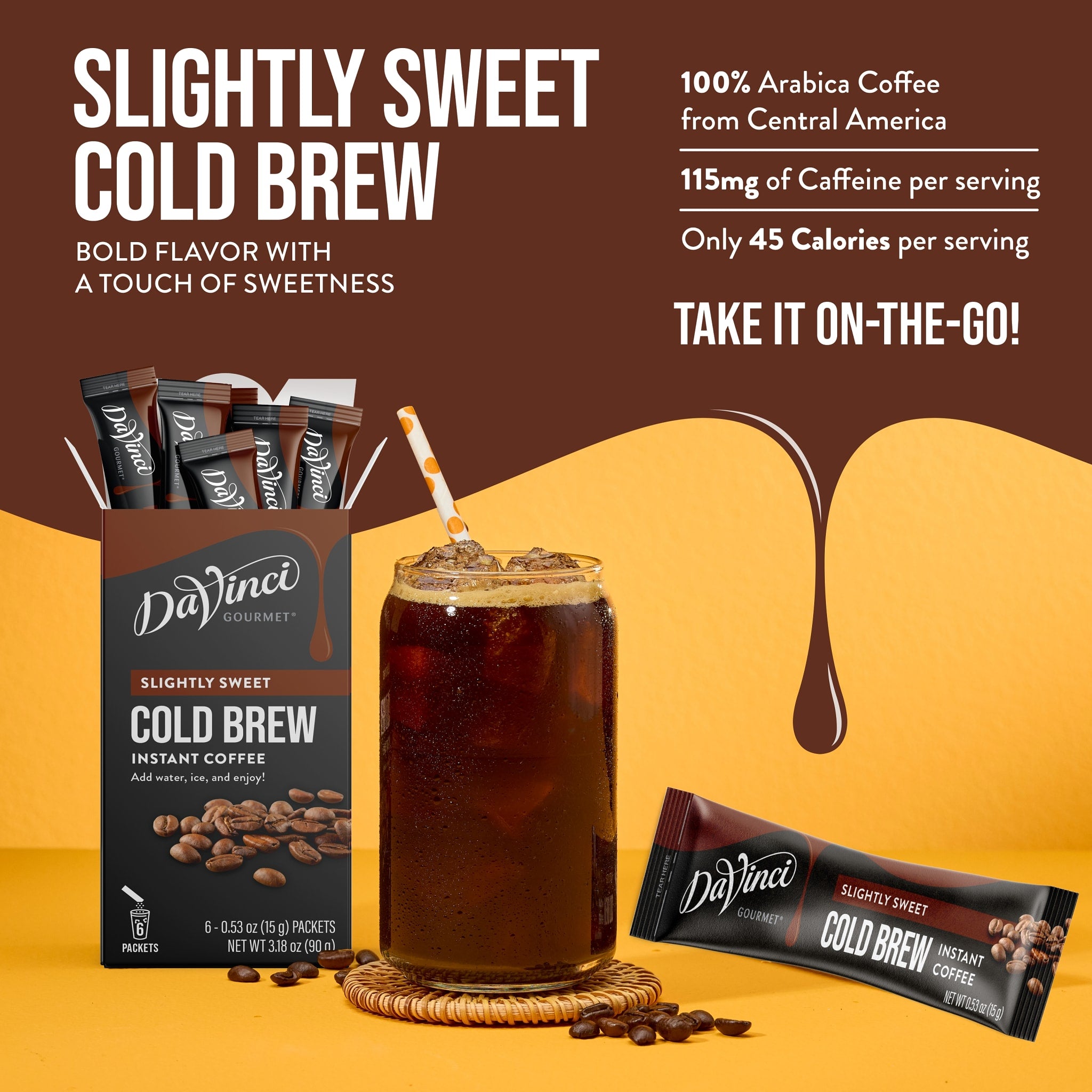 Colg Wseem R DaVinci Gourmet Slightly Sweet Cold Brew Stick Pack