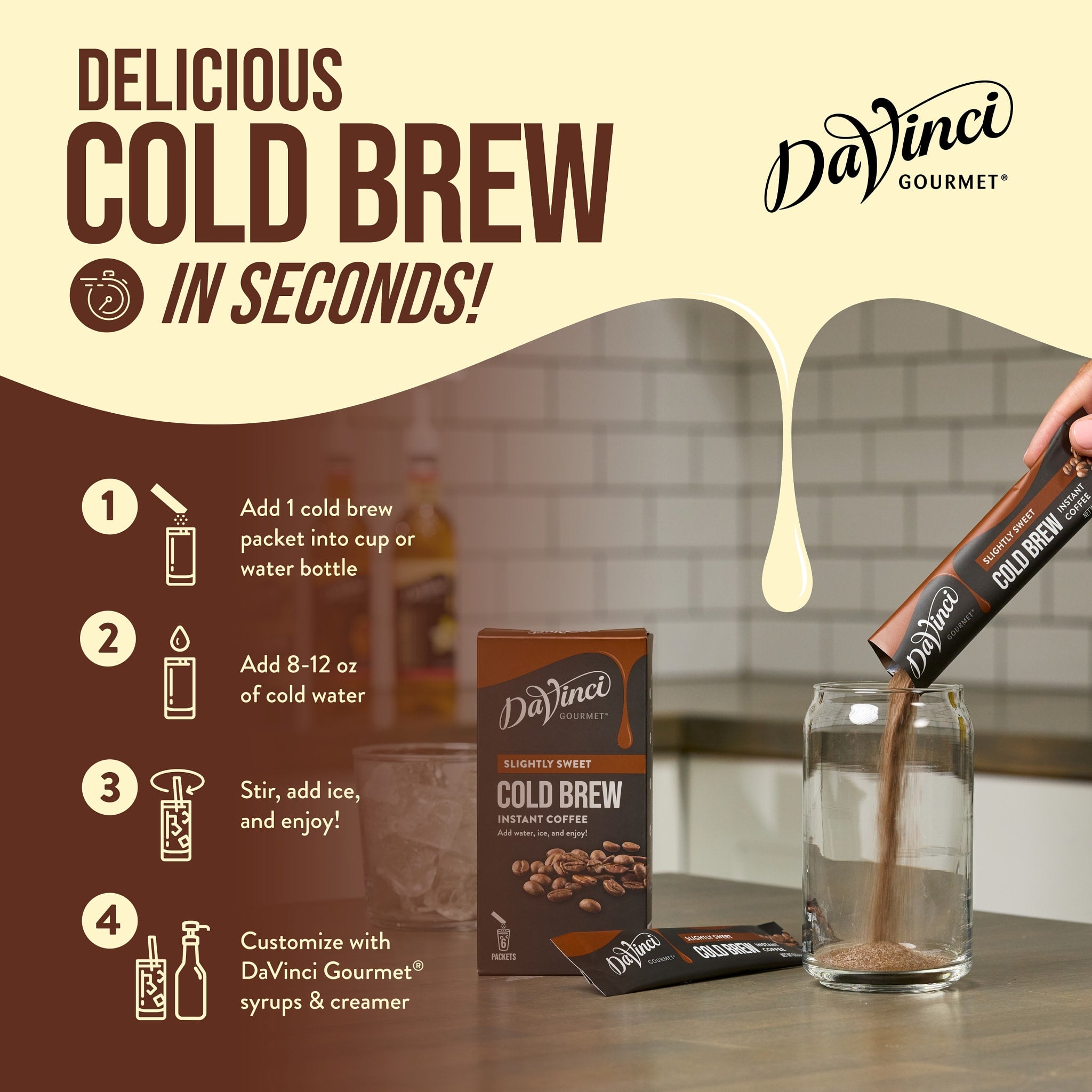 DaVinci Gourmet Slightly Sweet Cold Brew Stick Pack